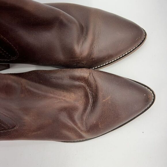 Madewell Brown Leather Pointed Toe Western Style Bonham Chelsea Booties Size 9.5 - Picture 2 of 10